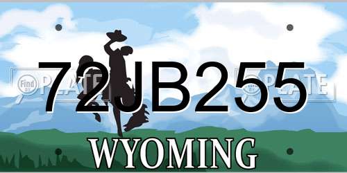 72JB255 Wyoming License Plate