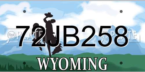 72JB258 Wyoming License Plate