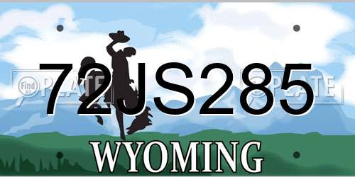 72JS285 Wyoming License Plate