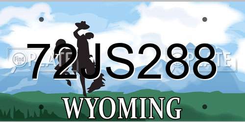 72JS288 Wyoming License Plate