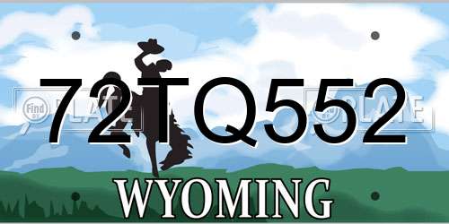 72TQ552 Wyoming License Plate