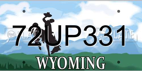 72UP331 Wyoming License Plate