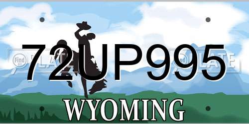 72UP995 Wyoming License Plate