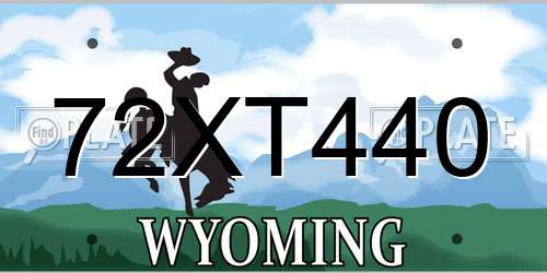 72XT440 Wyoming License Plate