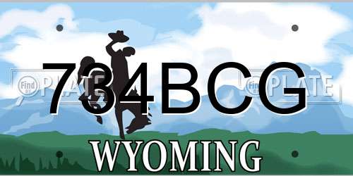 734BCG Wyoming License Plate