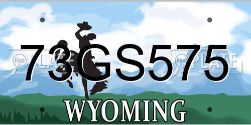 73GS575 Wyoming License Plate