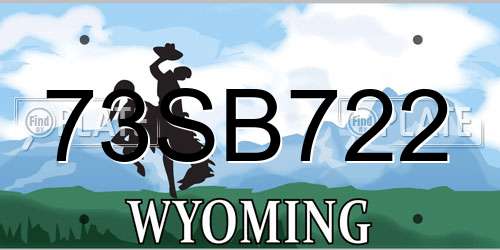73SB722 Wyoming License Plate