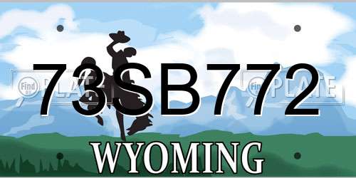 73SB772 Wyoming License Plate