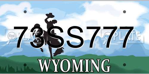 73SS777 Wyoming License Plate