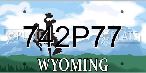 742P77 Wyoming License Plate