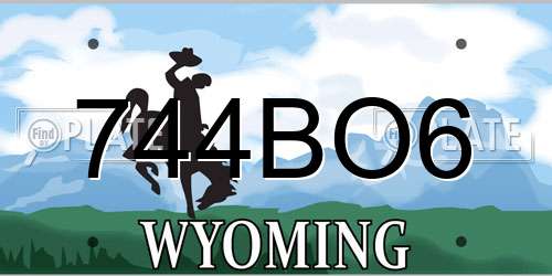 744BO6 Wyoming License Plate