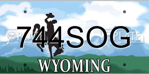 744SOG Wyoming License Plate