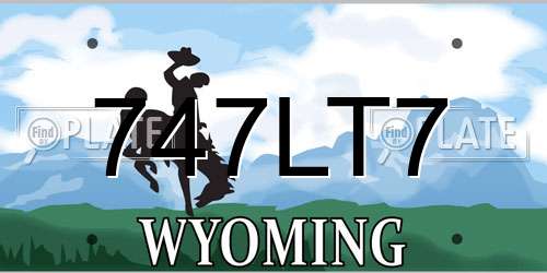 747LT7 Wyoming License Plate