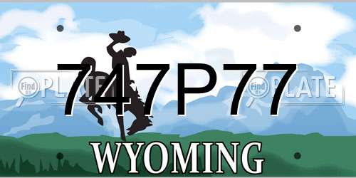747P77 Wyoming License Plate