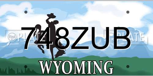 748ZUB Wyoming License Plate