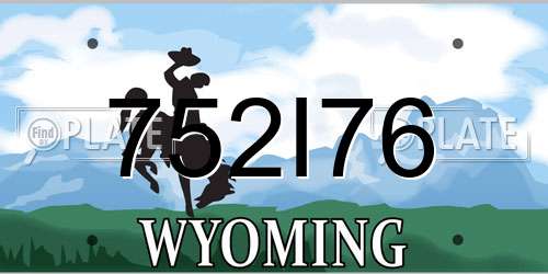 752I76 Wyoming License Plate