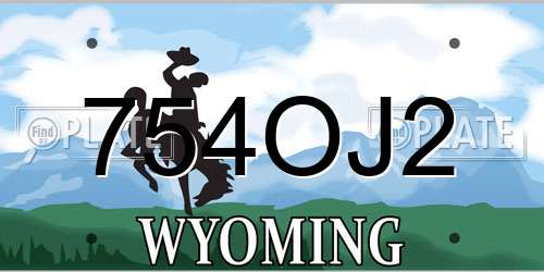 754OJ2 Wyoming License Plate