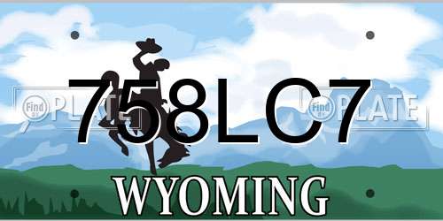 758LC7 Wyoming License Plate