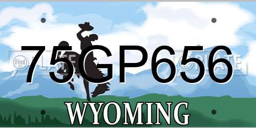 75GP656 Wyoming License Plate