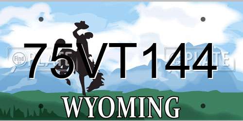 75VT144 Wyoming License Plate