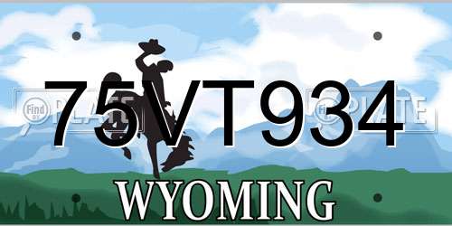 75VT934 Wyoming License Plate