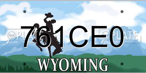 761CE0 Wyoming License Plate
