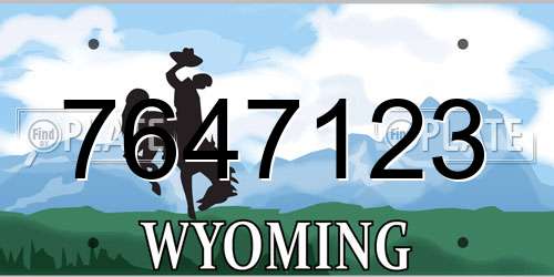 7647123 Wyoming License Plate