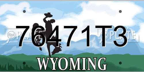 76471T3 Wyoming License Plate