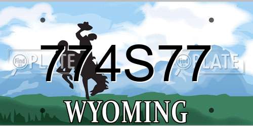 774S77 Wyoming License Plate