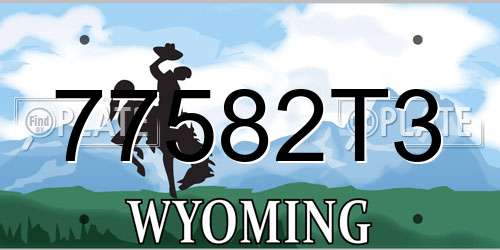 77582T3 Wyoming License Plate