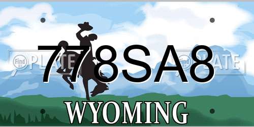 778SA8 Wyoming License Plate