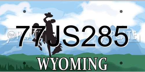 77JS285 Wyoming License Plate