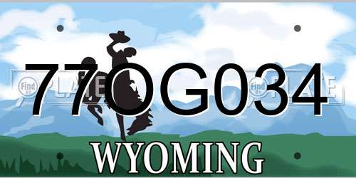 77OG034 Wyoming License Plate