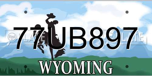 77UB897 Wyoming License Plate
