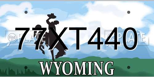 77XT440 Wyoming License Plate