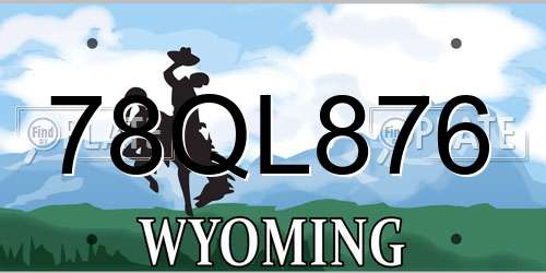 78QL876 Wyoming License Plate