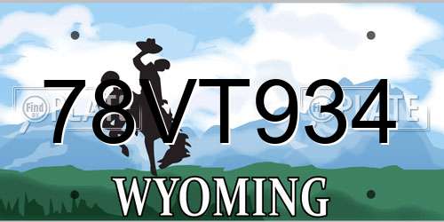 78VT934 Wyoming License Plate