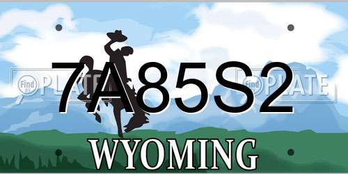 7A85S2 Wyoming License Plate