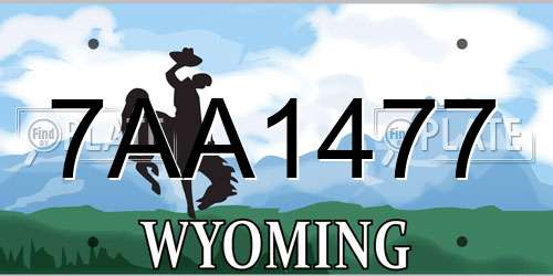 7AA1477 Wyoming License Plate