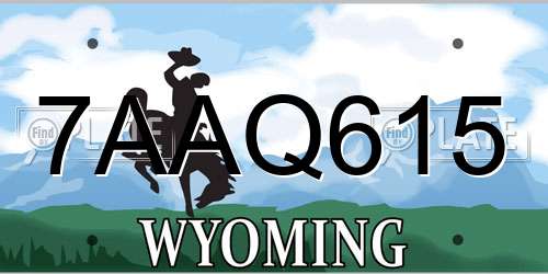7AAQ615 Wyoming License Plate