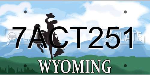 7ACT251 Wyoming License Plate