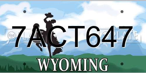 7ACT647 Wyoming License Plate