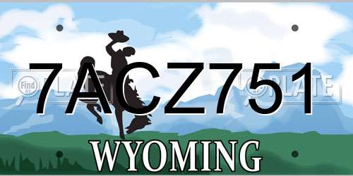 7ACZ751 Wyoming License Plate