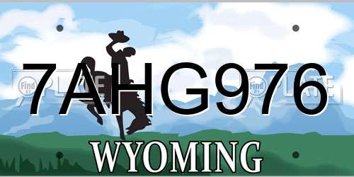 7AHG976 Wyoming License Plate