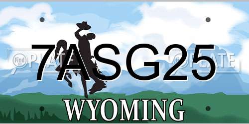 7ASG25 Wyoming License Plate