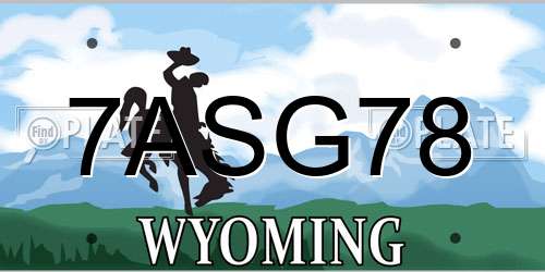 7ASG78 Wyoming License Plate