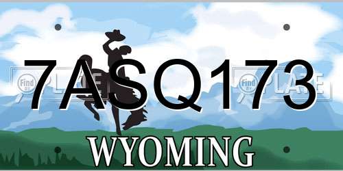 7ASQ173 Wyoming License Plate