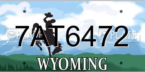 7AT6472 Wyoming License Plate