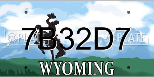 7B32D7 Wyoming License Plate