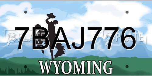 7BAJ776 Wyoming License Plate
